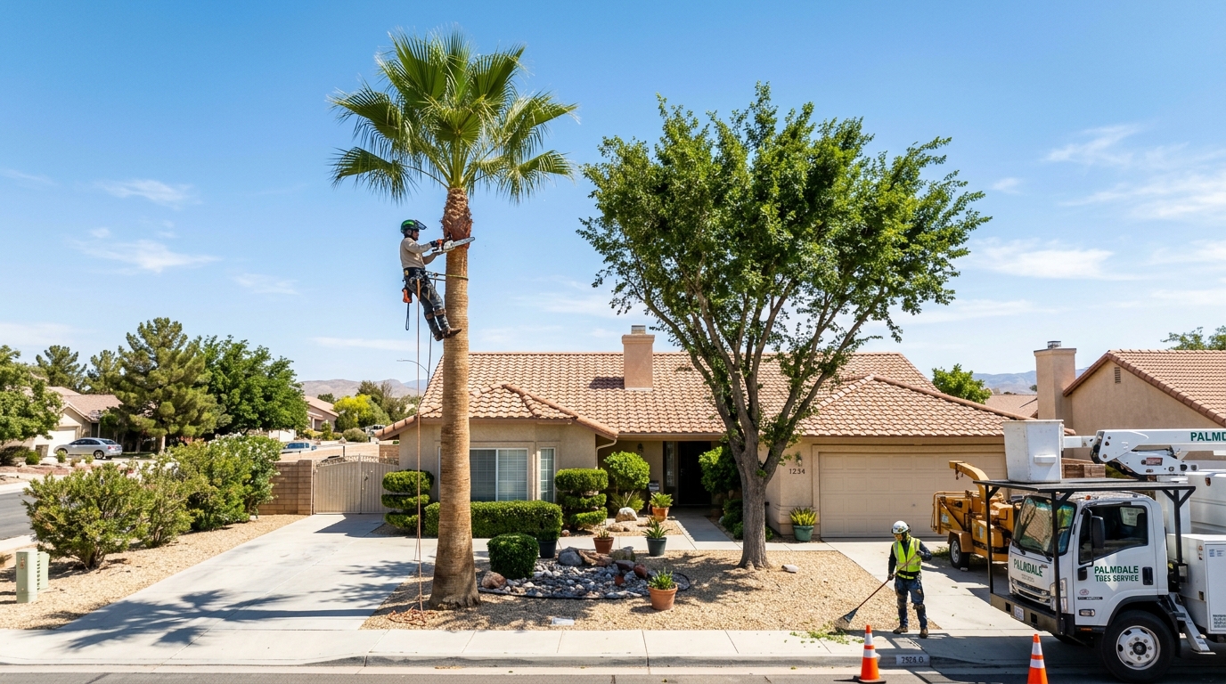 Tree trimming and palm skinning in Lancaster CA